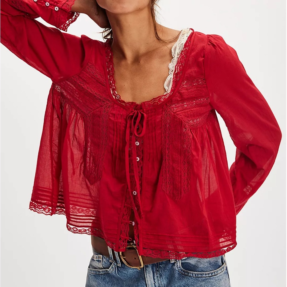 NWT Free People ForeverMore Lace Blouse